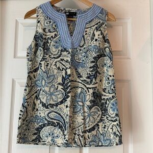 Carole Little Blue and Cream Paisley Blouse
